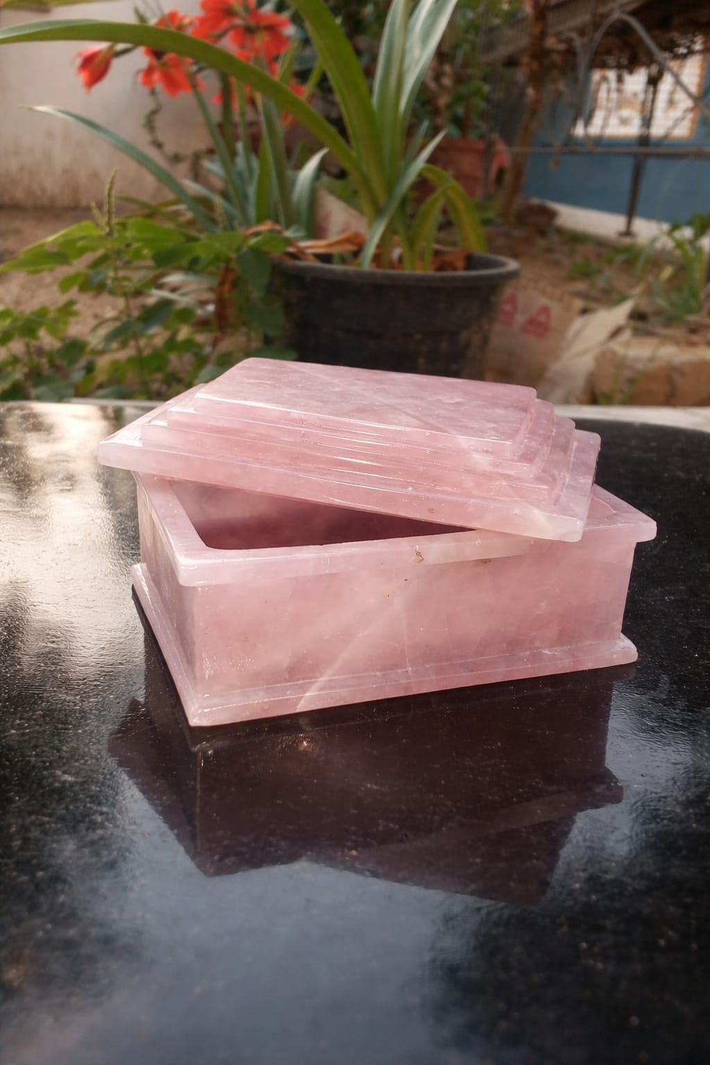 Premium Rose Quartz Mughal Jewellery Box – Handcrafted Natural Gemstone Storage Box for Rings & Luxury Gifting