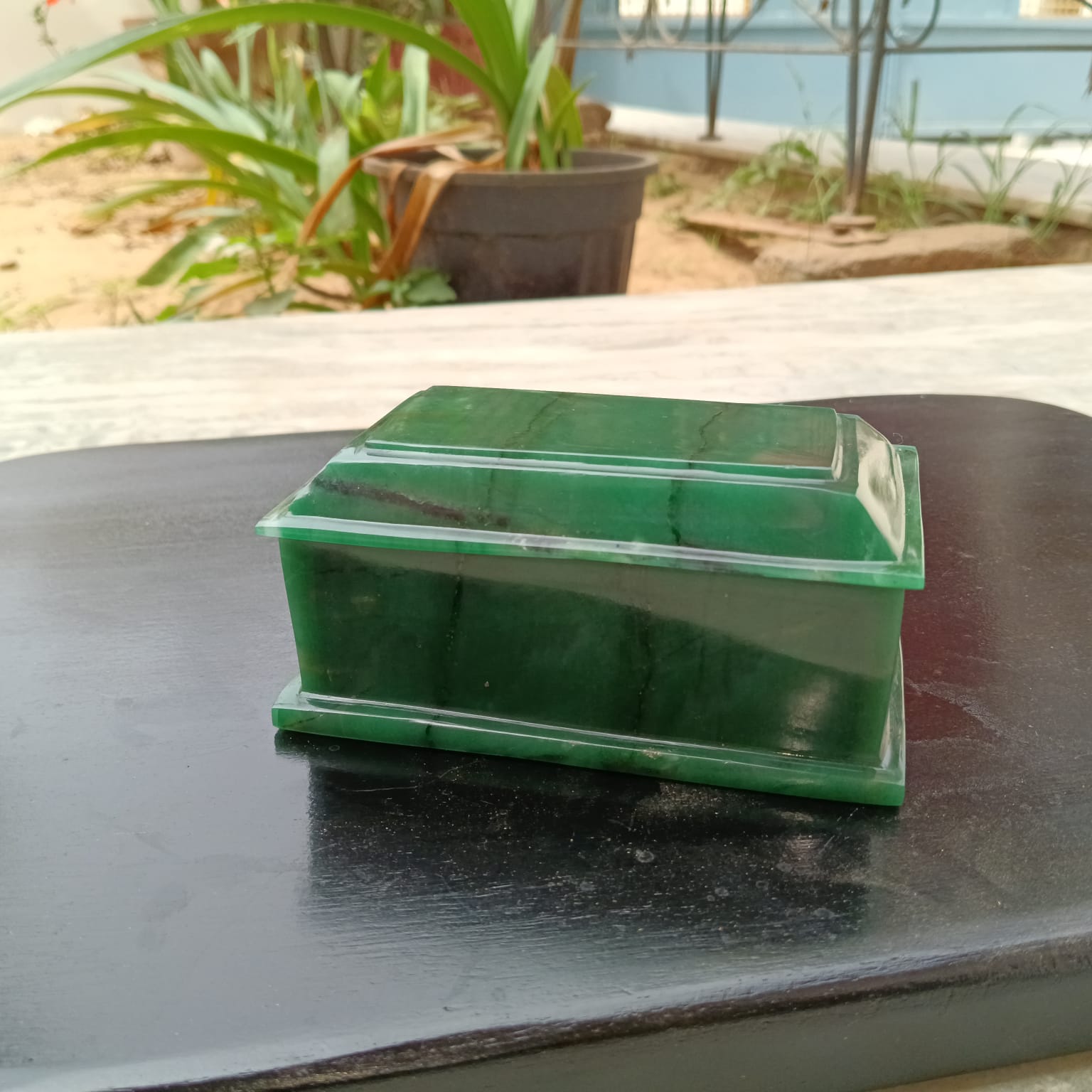 Green Colombian Jade Jewellery Box – Handcrafted Natural Stone Storage Box - ART AKASHA STUDIO