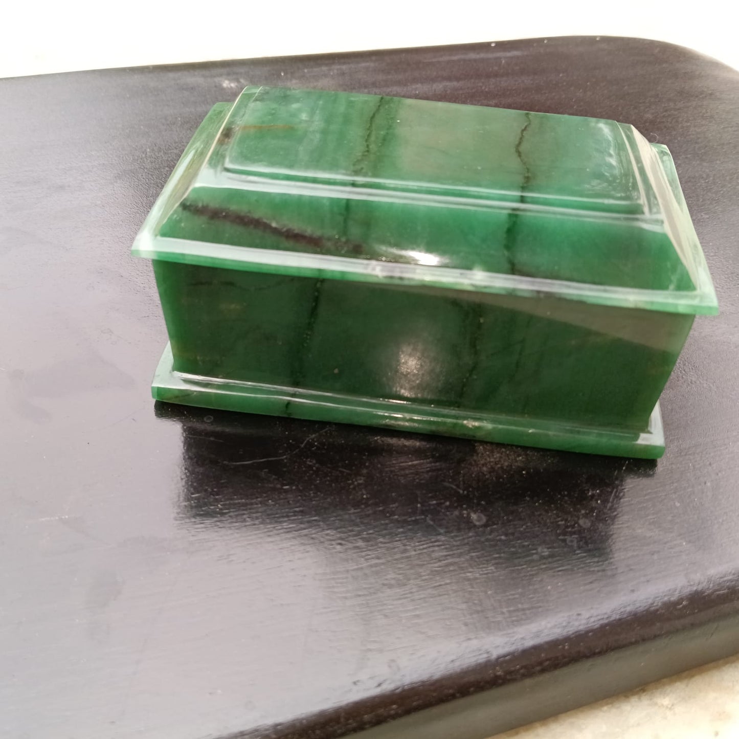 Green Colombian Jade Jewellery Box – Handcrafted Natural Stone Storage Box - ART AKASHA STUDIO