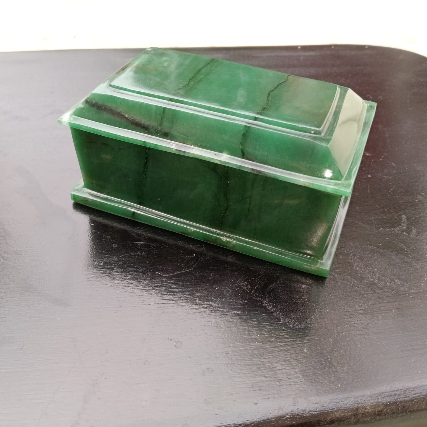 Green Colombian Jade Jewellery Box – Handcrafted Natural Stone Storage Box - ART AKASHA STUDIO