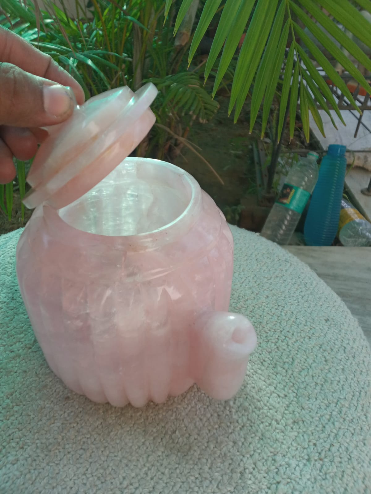 Luxury Rose Quartz Tea Pot Set with Cups & Saucers – Handcrafted Natural Gemstone Tea Set - ART AKASHA STUDIO