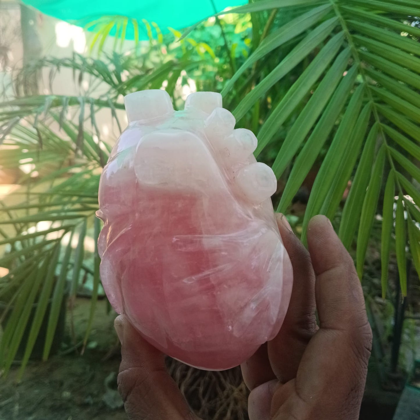Handcrafted Rose Quartz Anatomical Heart Sculpture – Natural Crystal Heart Décor - ART AKASHA STUDIO