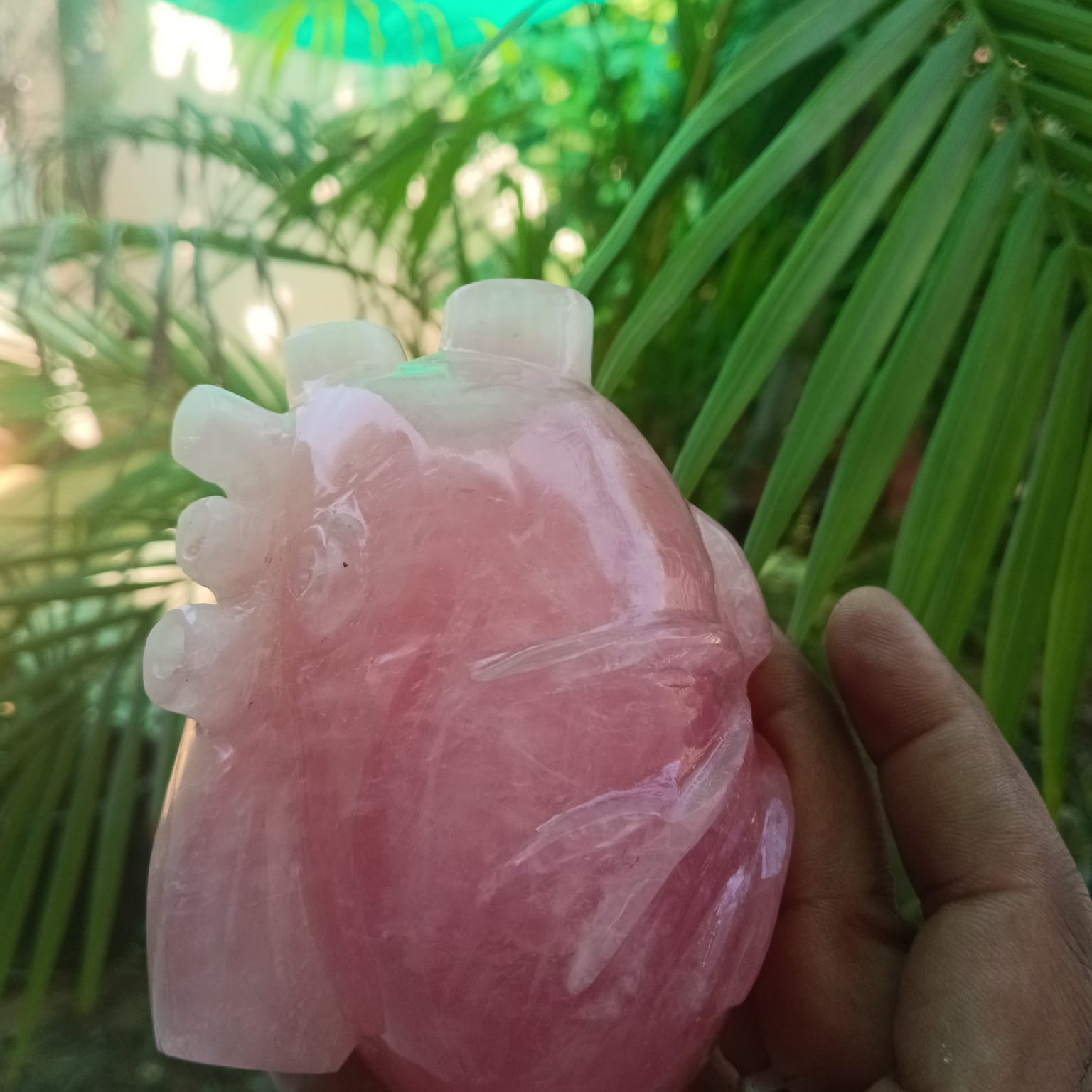 Handcrafted Rose Quartz Anatomical Heart Sculpture – Natural Crystal Heart Décor - ART AKASHA STUDIO