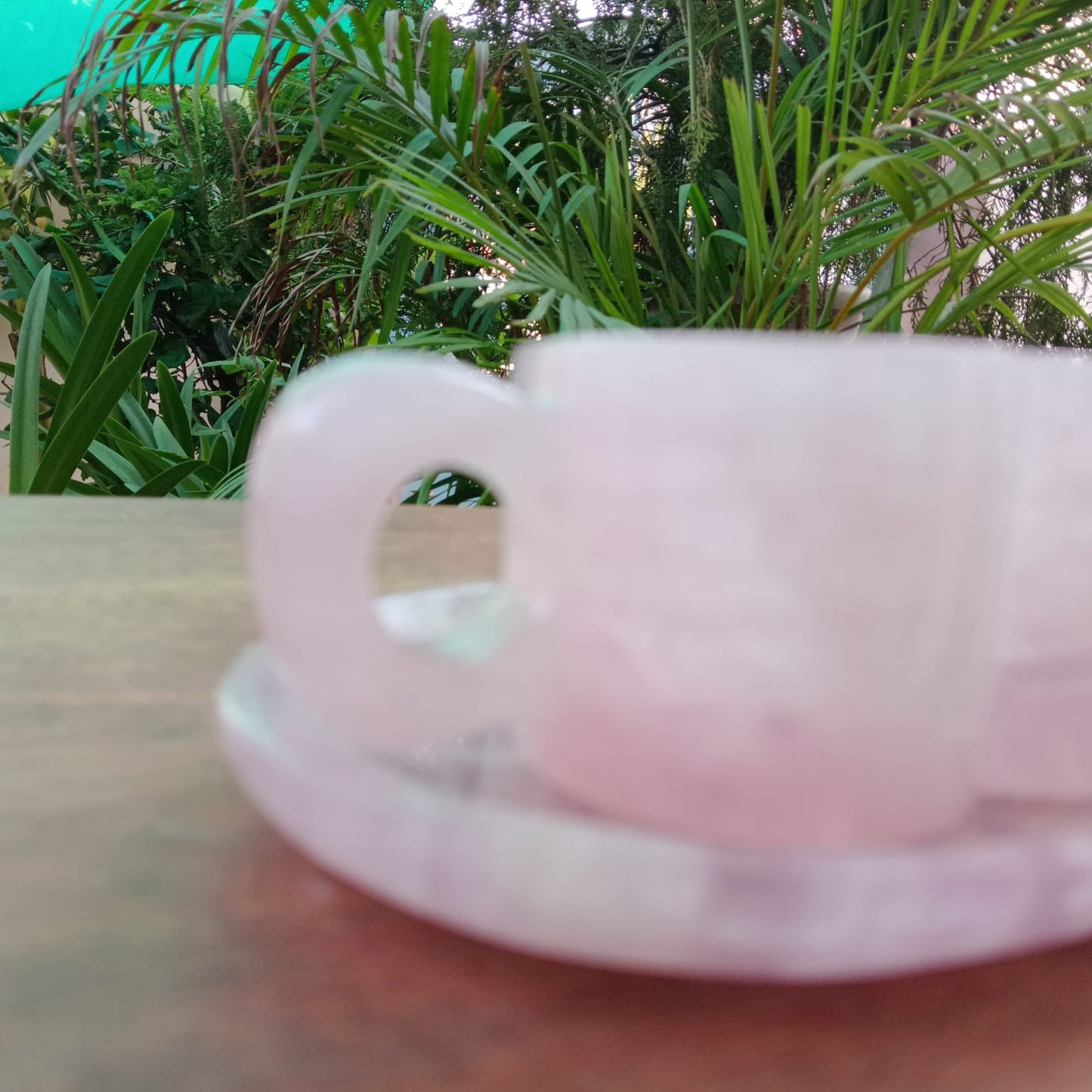 Handcrafted Rose Quartz Heart Coffee Cup Set with Tray | Luxury Couple Gift