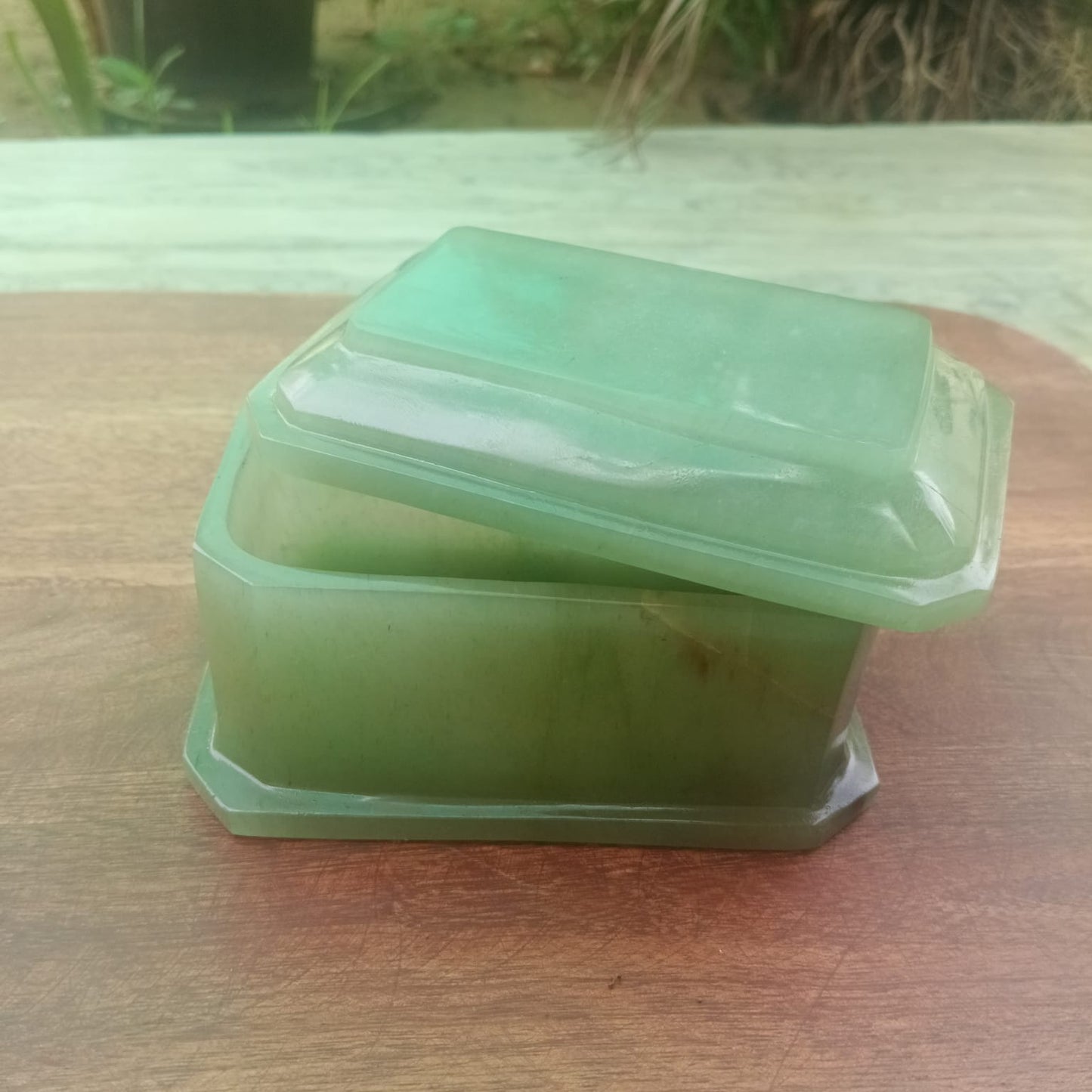 Natural Green Jade Trinket Box with Lid – Hand-Carved Gemstone Storage Box - ART AKASHA STUDIO