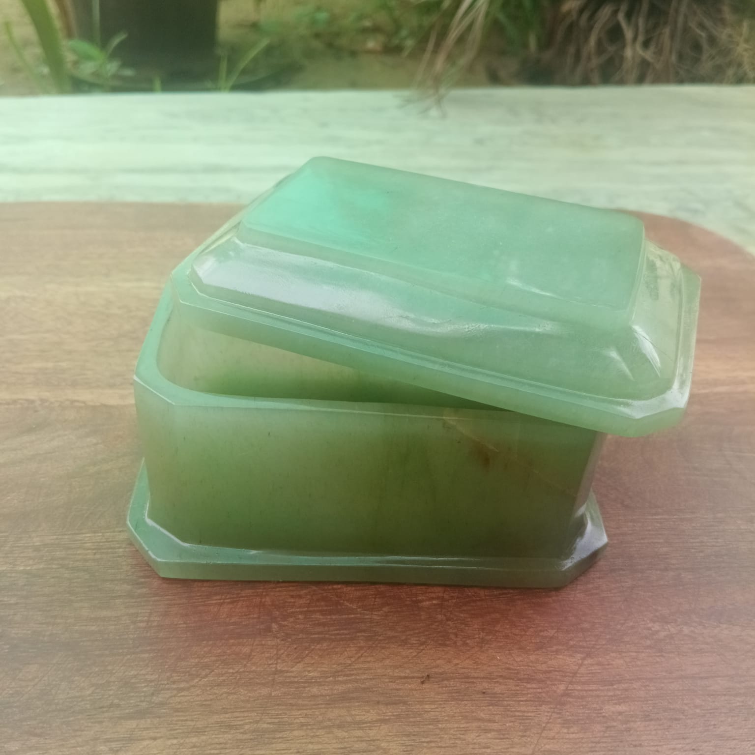 Natural Green Jade Trinket Box with Lid – Hand-Carved Gemstone Storage Box - ART AKASHA STUDIO