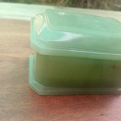 Natural Green Jade Trinket Box with Lid – Hand-Carved Gemstone Storage Box - ART AKASHA STUDIO