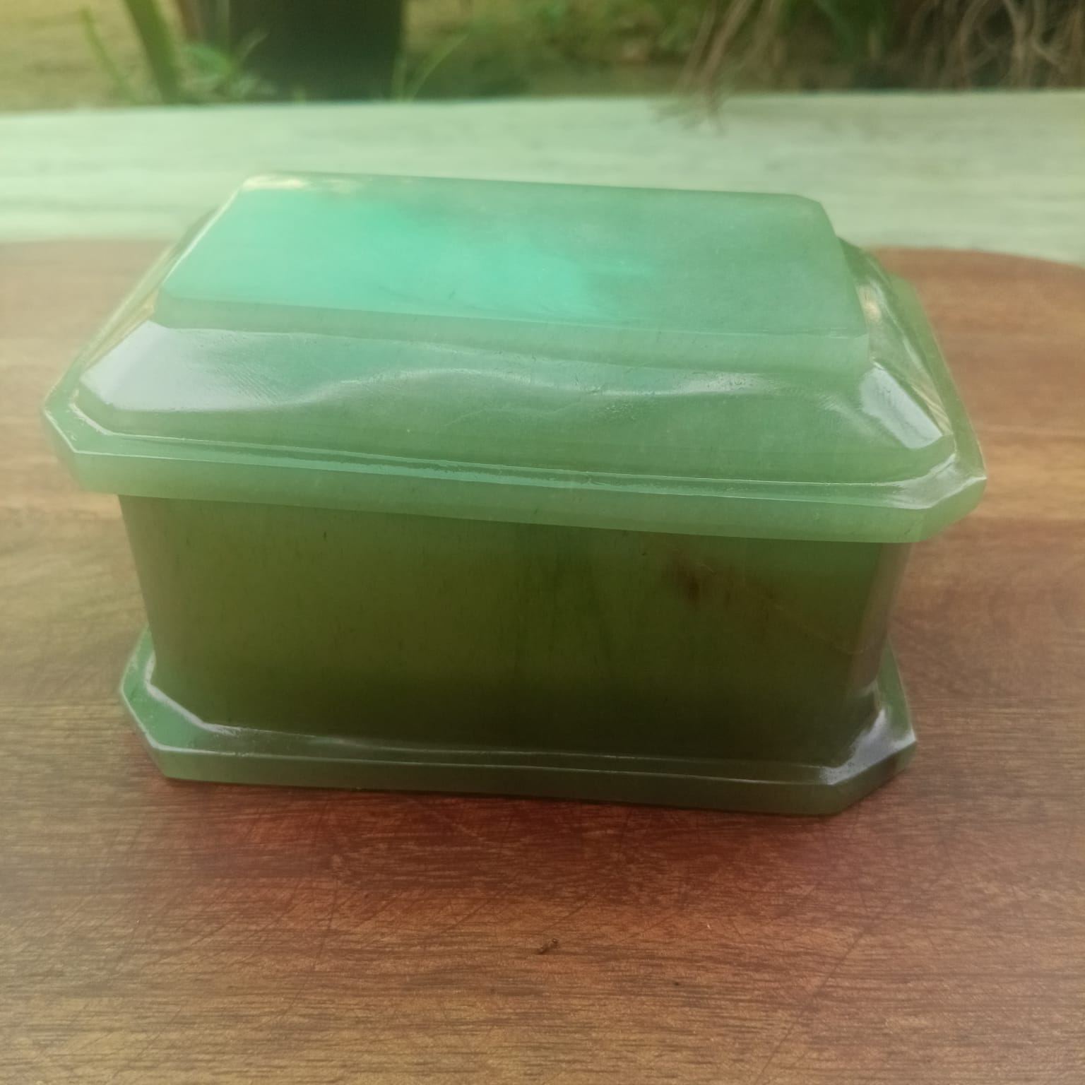 Natural Green Jade Trinket Box with Lid – Hand-Carved Gemstone Storage Box - ART AKASHA STUDIO