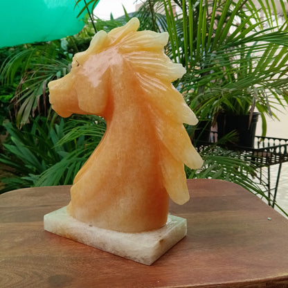 Natural Yellow Calcite Horse Head Sculpture | Handcrafted Gemstone Décor | 3 kg | Sahaj Hast