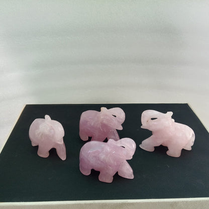 SahajHast Handcrafted Rose Quartz Elephant Carving | Natural Gemstone Elephant Figurine