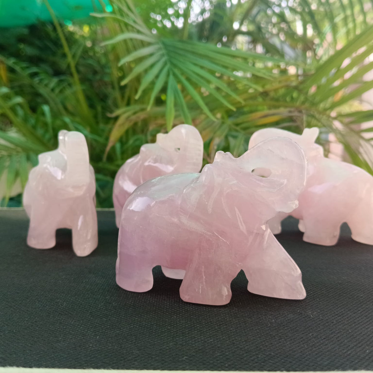 SahajHast Handcrafted Rose Quartz Elephant Carving | Natural Gemstone Elephant Figurine