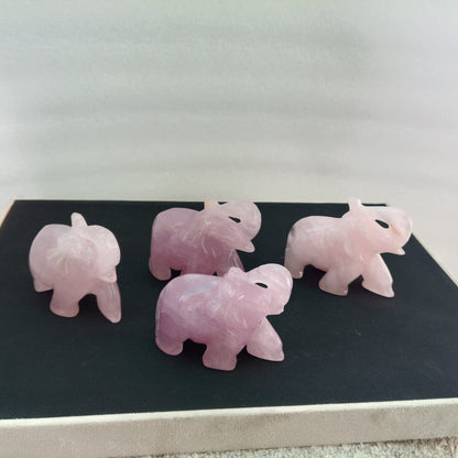 SahajHast Handcrafted Rose Quartz Elephant Carving | Natural Gemstone Elephant Figurine