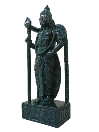 Hand-Carved Kartikeya Idol in Green Aventurine – Divine Artisan Creation - ART AKASHA STUDIO