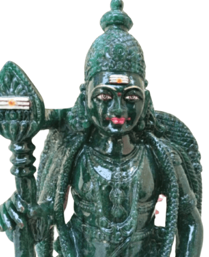 Hand-Carved Kartikeya Idol in Green Aventurine – Divine Artisan Creation - ART AKASHA STUDIO