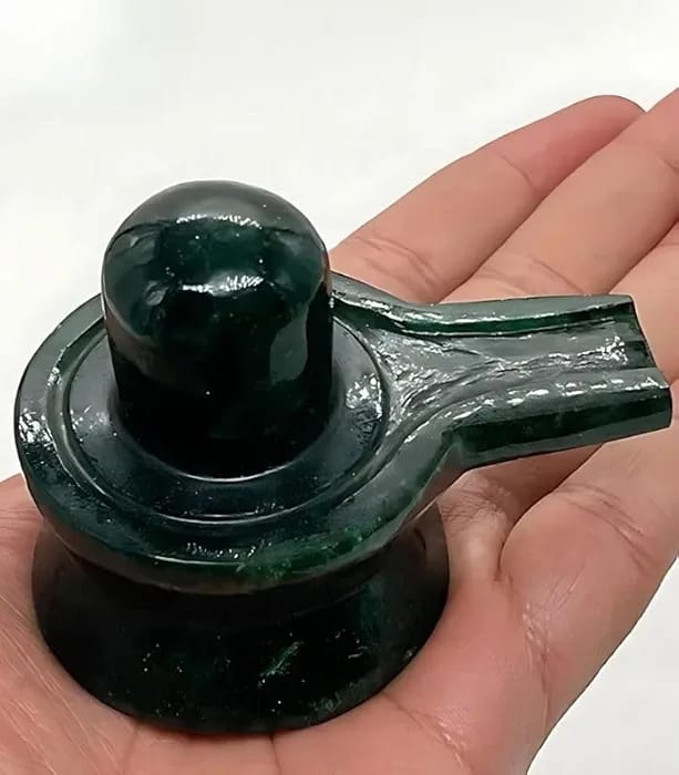 SahajHast Handcrafted Natural Margaj Stone Shivling – Green Aventurine / Emerald Stone - ART AKASHA STUDIO