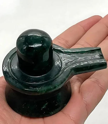 SahajHast Handcrafted Natural Margaj Stone Shivling – Green Aventurine / Emerald Stone - ART AKASHA STUDIO