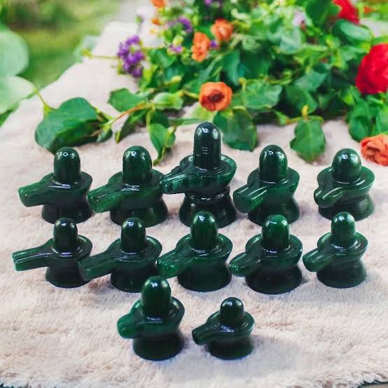 SahajHast Handcrafted Natural Margaj Stone Shivling – Green Aventurine / Emerald Stone - ART AKASHA STUDIO