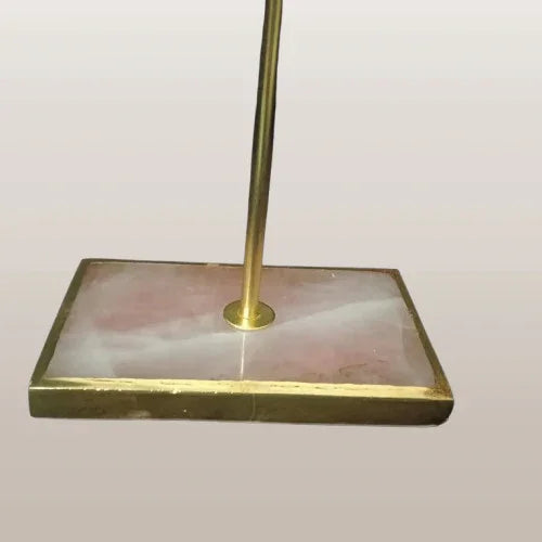 Gold-Plated Jewellery Stand with Natural Rose Quartz Base | Handcrafted Luxury Organizer