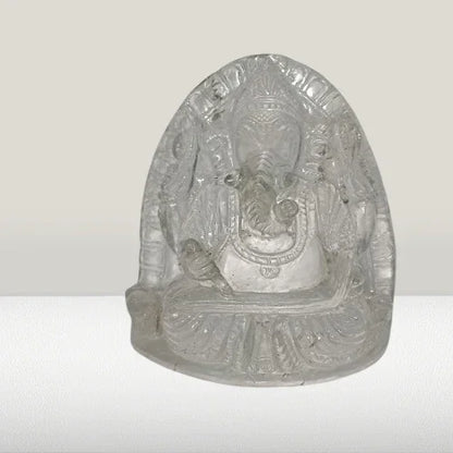 Crystal Ganesha Idol – Mahabharat Writing Pose | Hand-Carved Premium Crystal (4 Inch)