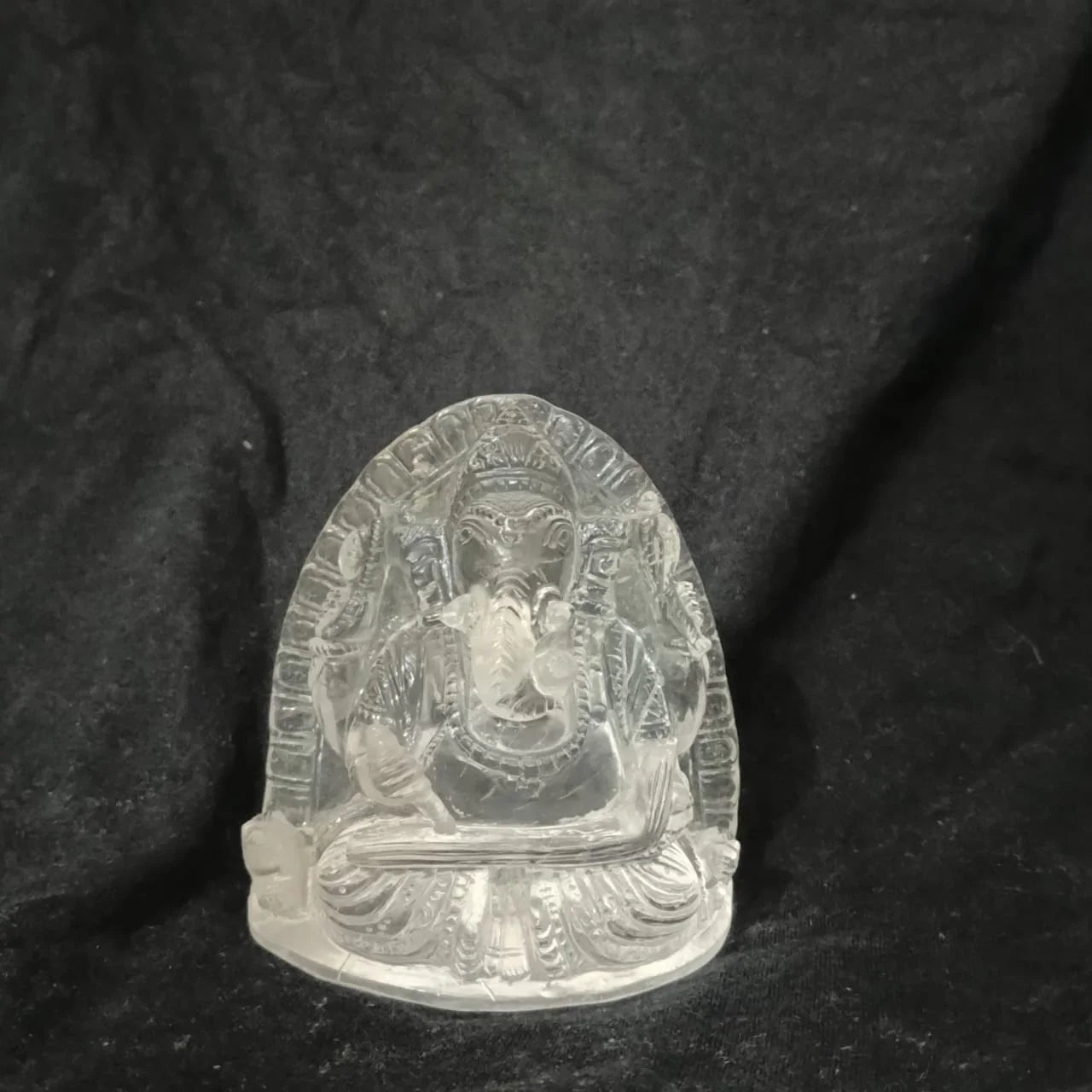 Crystal Ganesha Idol – Mahabharat Writing Pose | Hand-Carved Premium Crystal (4 Inch)