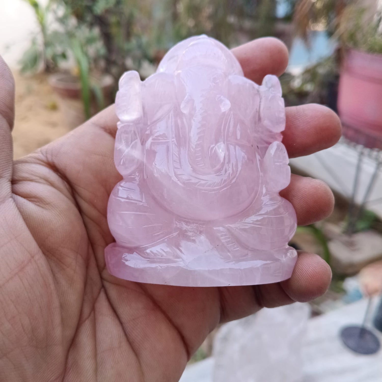 Rose Quartz Ganesh Statue – Hand Carved (2–2.5 Inches) | With Gift Box - ART AKASHA STUDIO