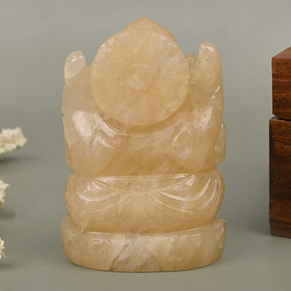 Yellow Aventurine Stone Religious Idol – Lord Ganesha (2–2.5 Inch) - ART AKASHA STUDIO