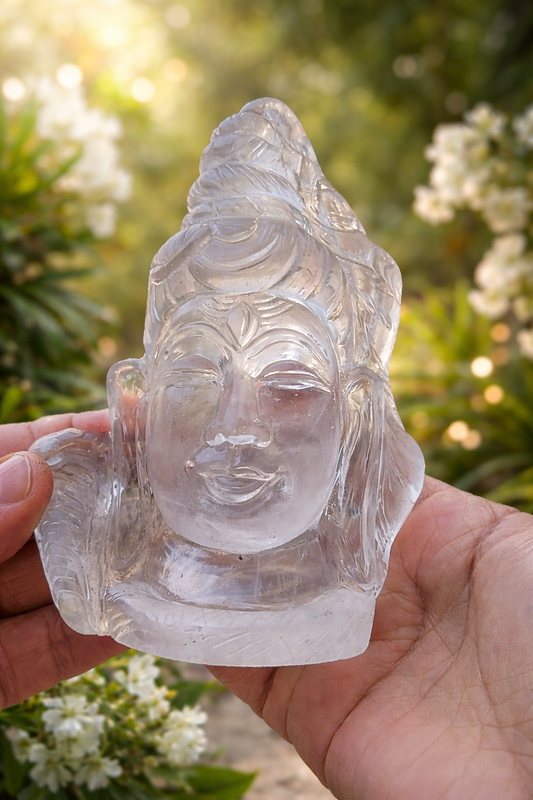 Natural Clear Quartz Shiva Statue – 90% Clear Crystal | 5.5 Inch | 718g - ART AKASHA STUDIO