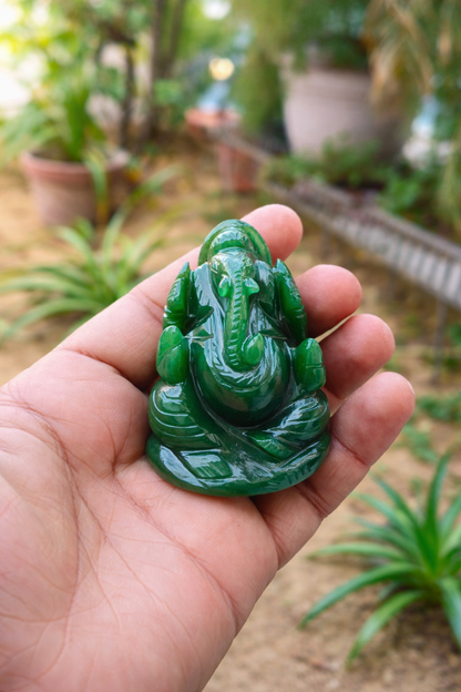 Green Aventurine Ganesh Statue – Hand Carved | 2–2.5 Inch | Approx. 200g - ART AKASHA STUDIO