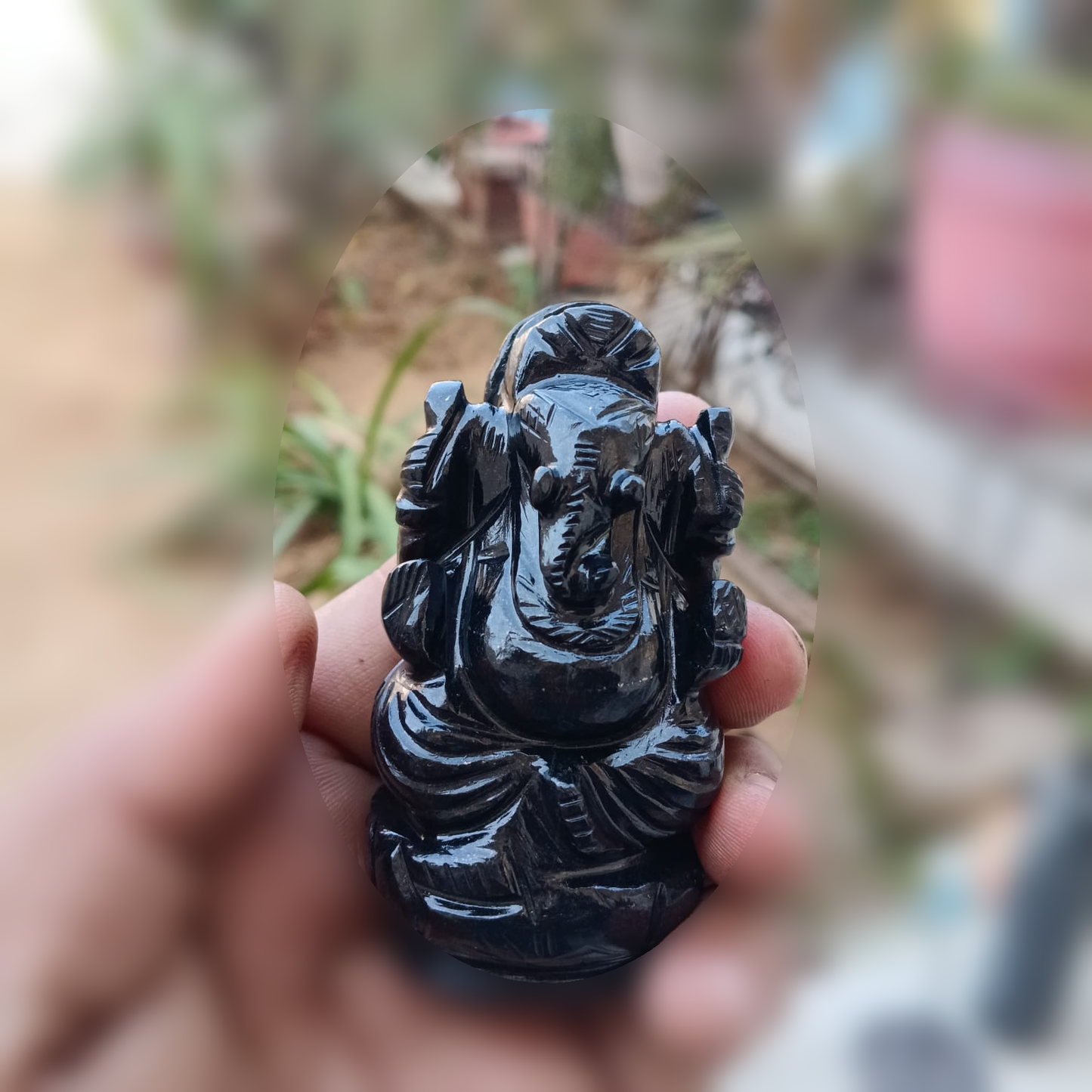 Handcarved Black Agate Ganesha Statue with Gifting Box - ART AKASHA STUDIO