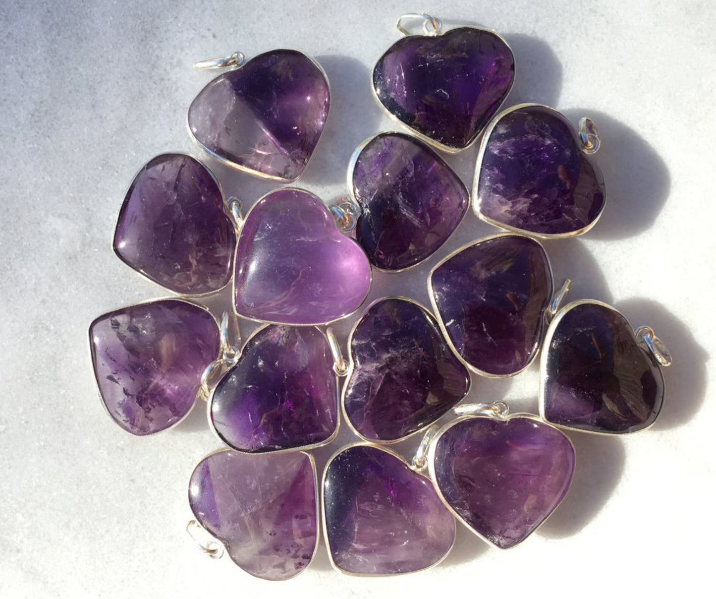 Handmade Amethyst Heart Shaped Pendant – Silver Plated  Natural Purple Gemstone | Healing Crystal Jewelry | Elegant Gift for Her - ART AKASHA STUDIO