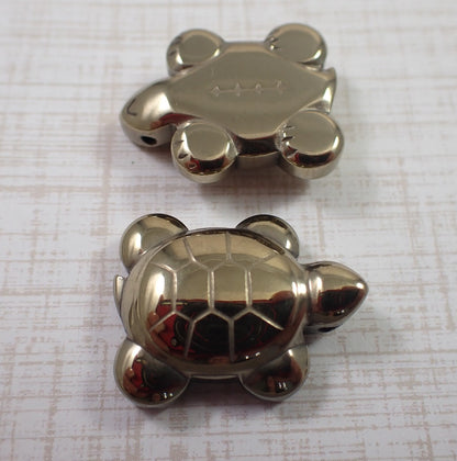 Gold Pyrite Crystal Turtle Pendant – Small Carved Shiny Turtle Bead | Protection & Prosperity Stone - ART AKASHA STUDIO