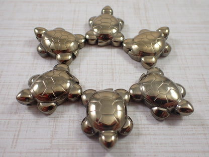 Gold Pyrite Crystal Turtle Pendant – Small Carved Shiny Turtle Bead | Protection & Prosperity Stone - ART AKASHA STUDIO