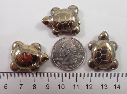 Gold Pyrite Crystal Turtle Pendant – Small Carved Shiny Turtle Bead | Protection & Prosperity Stone - ART AKASHA STUDIO