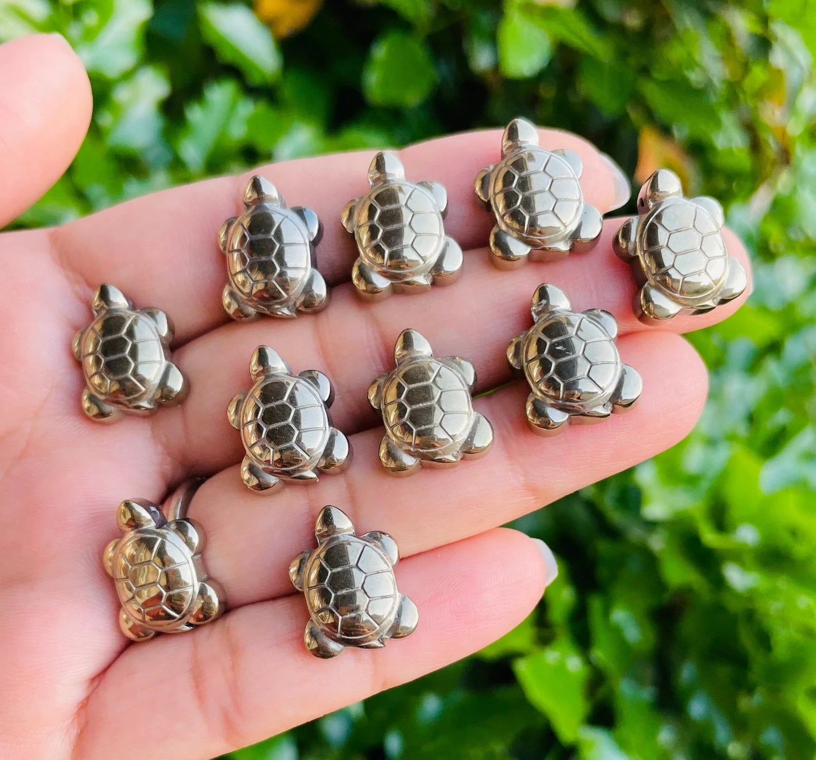 SahajHast Mini Pyrite Turtle – Good Luck Crystal Carving | Pocket Totem for Wealth & Protection - ART AKASHA STUDIO