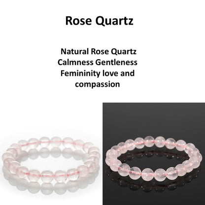 Rose Quartz Bracelet – Natural Handmade Gemstone Beads - ART AKASHA STUDIO