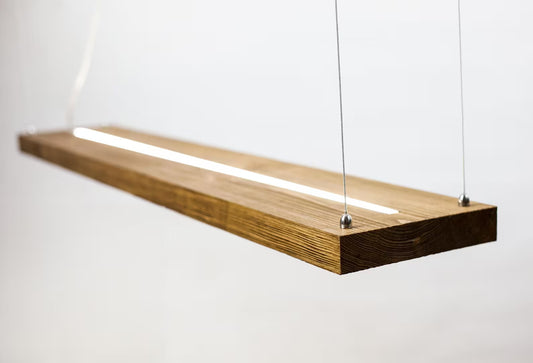 Sahaj Hast Handmade Solid Wood Hanging Lampshade – 24” LED Pendant Light | Rustic Ceiling Lighting for Dining Room & Kitchen - ART AKASHA STUDIO