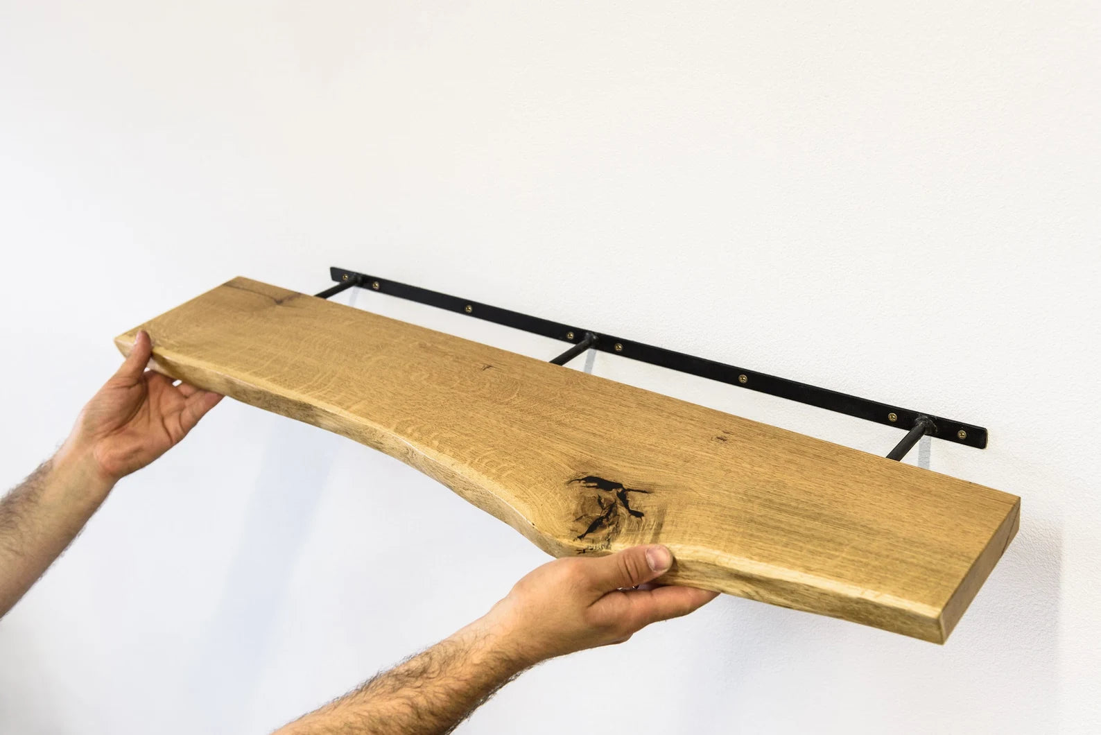 SahajHast Live Edge Wall Shelves with Integrated LED Lighting – Rustic Wood Shelf for Ambient Decor & Cozy Spaces - ART AKASHA STUDIO