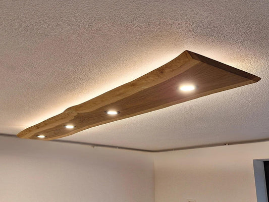 Sahajhast Handmade Live Edge Wood Ceiling Lamp – Flush Mount Light (1 Piece)