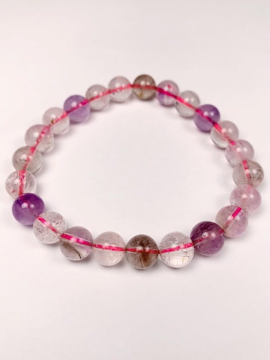 Natural Super Seven Bracelet | Certified 8mm Gemstone Bracelet for Men & Women | Spiritual Growth, Protection & Positive Energy - ART AKASHA STUDIO