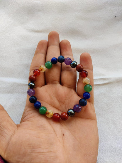 Seven Chakra Bracelet with 8mm Beads – Balance, Harmony & Energy Alignment - ART AKASHA STUDIO