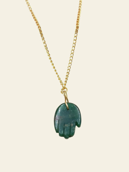 Green Jade Hamsa Hand Pendant – Hand-Carved Gemstone Charm - ART AKASHA STUDIO