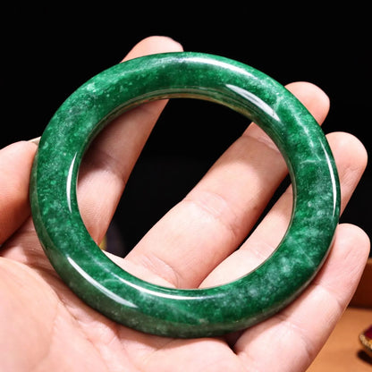 SahajHast Handmade Natural Green Jadeite Jade Bangle – Type A Untreated Jade Bracelet - ART AKASHA STUDIO