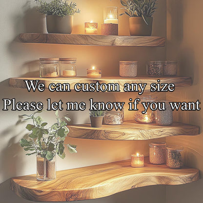 Sahajhast Live Edge Floating Corner Shelf – Handcrafted Reclaimed Wood Wall Shelf (1 piece) - ART AKASHA STUDIO