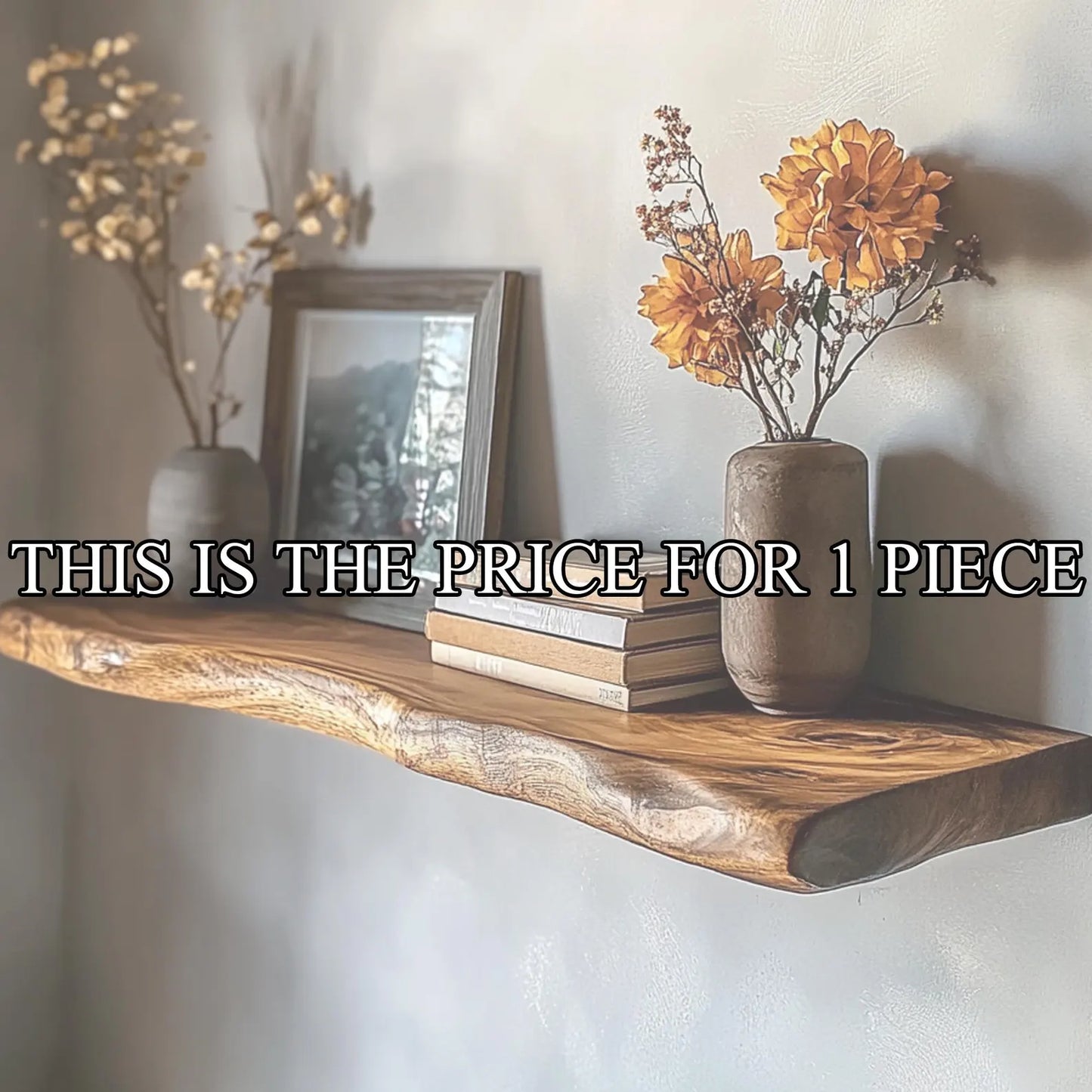 Floating Solid Wood Wall Shelf – Handcrafted Wooden Shelf for Modern Home Décor (1 Piece)