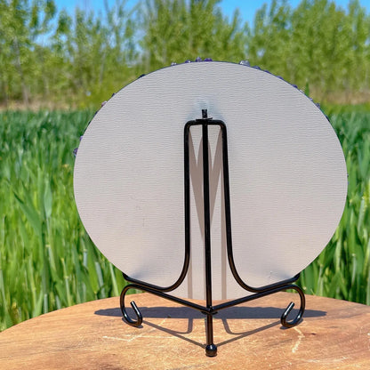 7.8" Natural Dream Amethyst Crystal Mirror with Stand – Scrying Mirror, Reiki Healing, Mineral Specimen