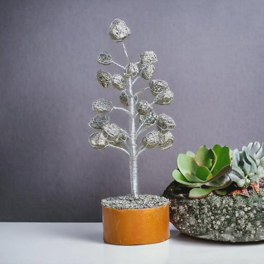 Pyrite Crystal Tree for Wealth & Protection – Gemstone Bonsai Money Tree | Reiki Healing & Spiritual Home Decor - ART AKASHA STUDIO