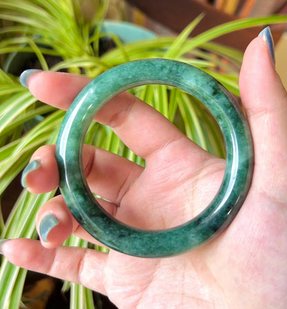 SahajHast Handmade Natural Green Jadeite Jade Bangle – Type A Untreated Jade Bracelet - ART AKASHA STUDIO