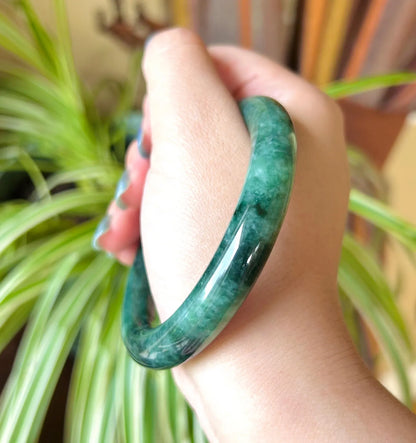 SahajHast Handmade Natural Green Jadeite Jade Bangle – Type A Untreated Jade Bracelet - ART AKASHA STUDIO