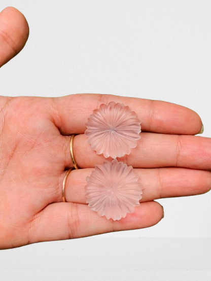 Sahajhast – 1 Pair Natural Crystal Quartz Hand Carved Flower Shape Briolette Beads