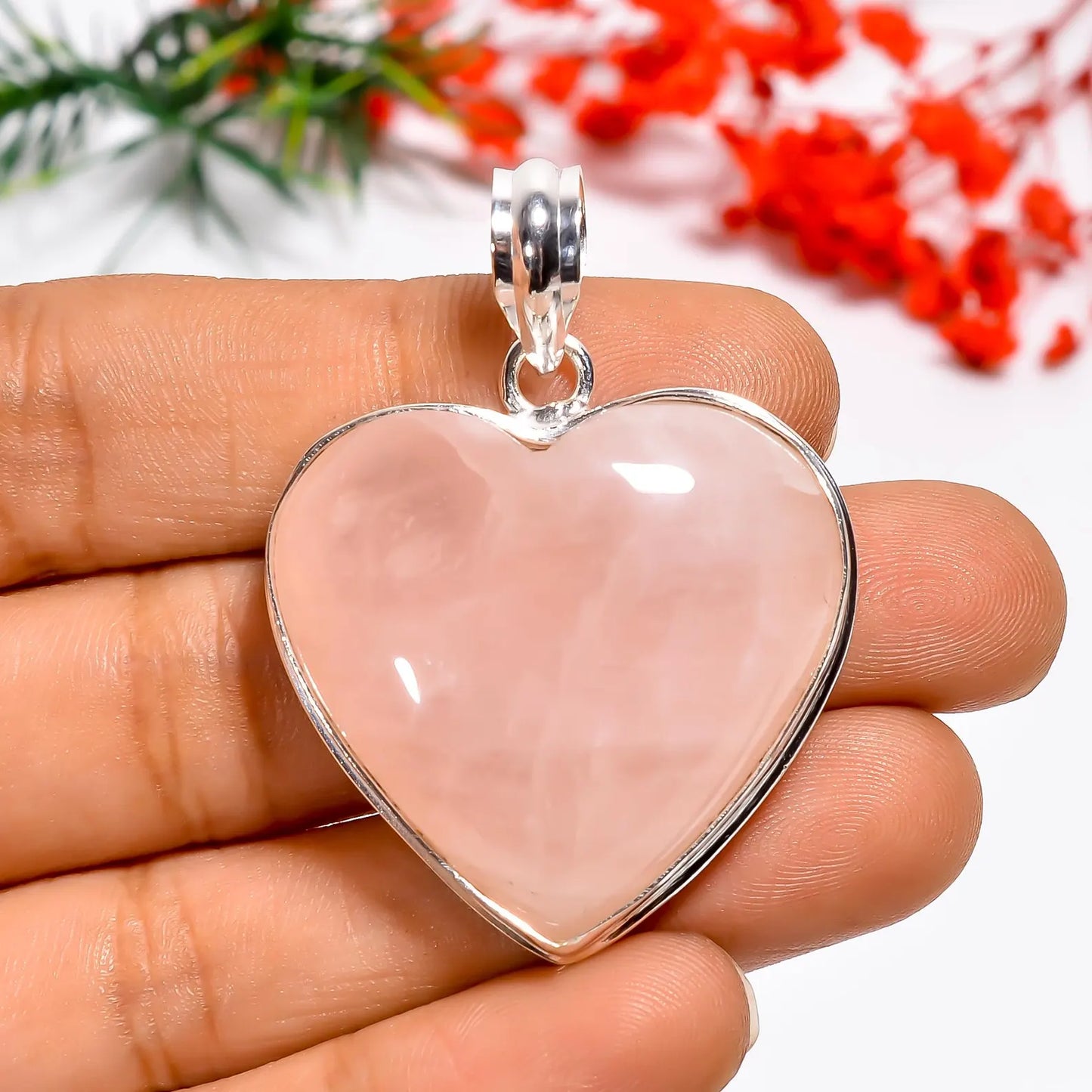 Rose Quartz Heart Pendant & Bracelet Gift Set | Natural Crystal Jewelry Combo for Love, Relationship & Self-Love